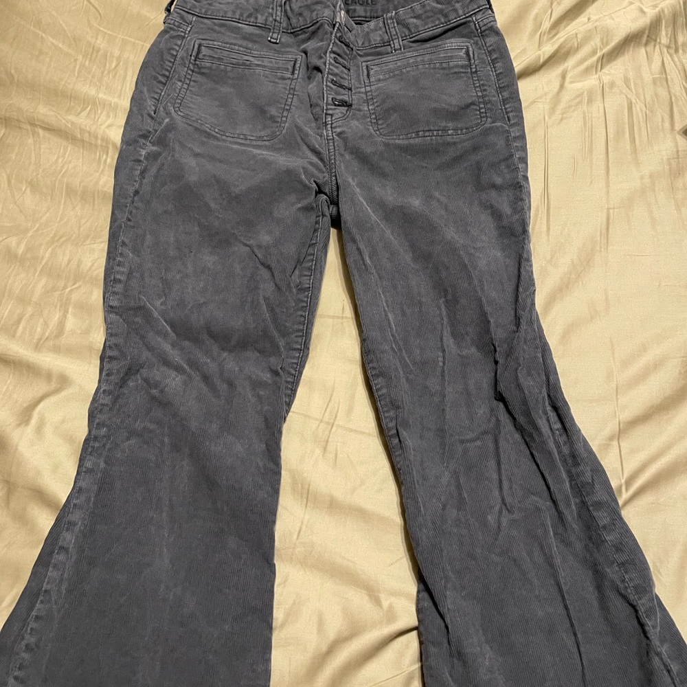 Charcoal Corduroy Flare Pants